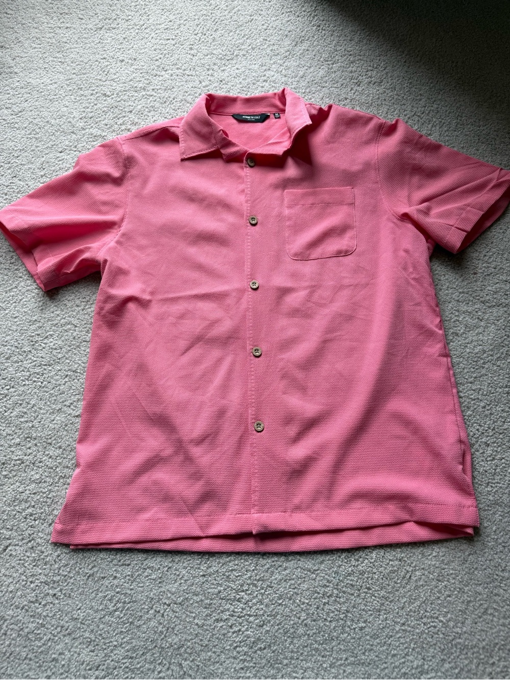 Kenneth Cole Short Sleeve Button-Down Shirt in Pink